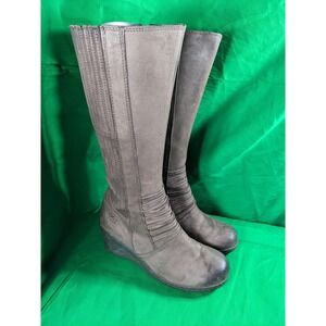 Keen US 7 Akita Knee High Tall Wedge Heeled Boots Brown Leather 1009374